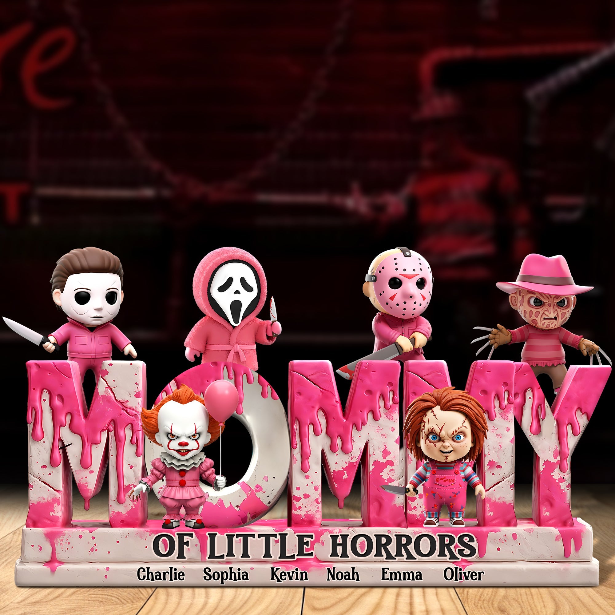 "Every Mom Has a Little Horror - Personalized Plaque for the Unique Mom" - Custom Gift for Mom, Grandma & More Shaped Plaques PopCulturePrints
