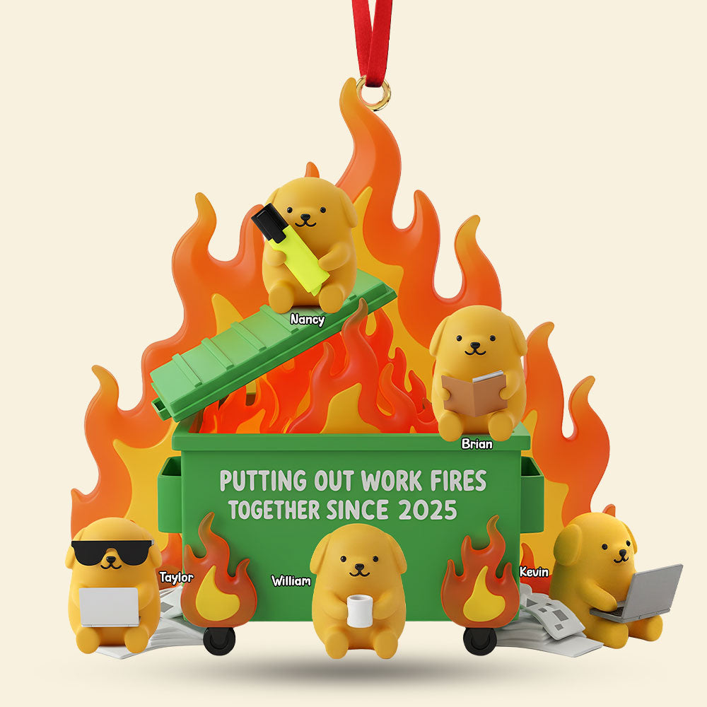 "Putting Out Work Fires Together Since 2025" - Personalized Dog Coworkers Christmas Ornament - Unique Gift for Coworkers & Friends Ornament PopCulturePrints