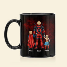Load image into Gallery viewer, Personalized Superhero Dad Mug - Custom Family Names Coffee Mug PopCulturePrints
