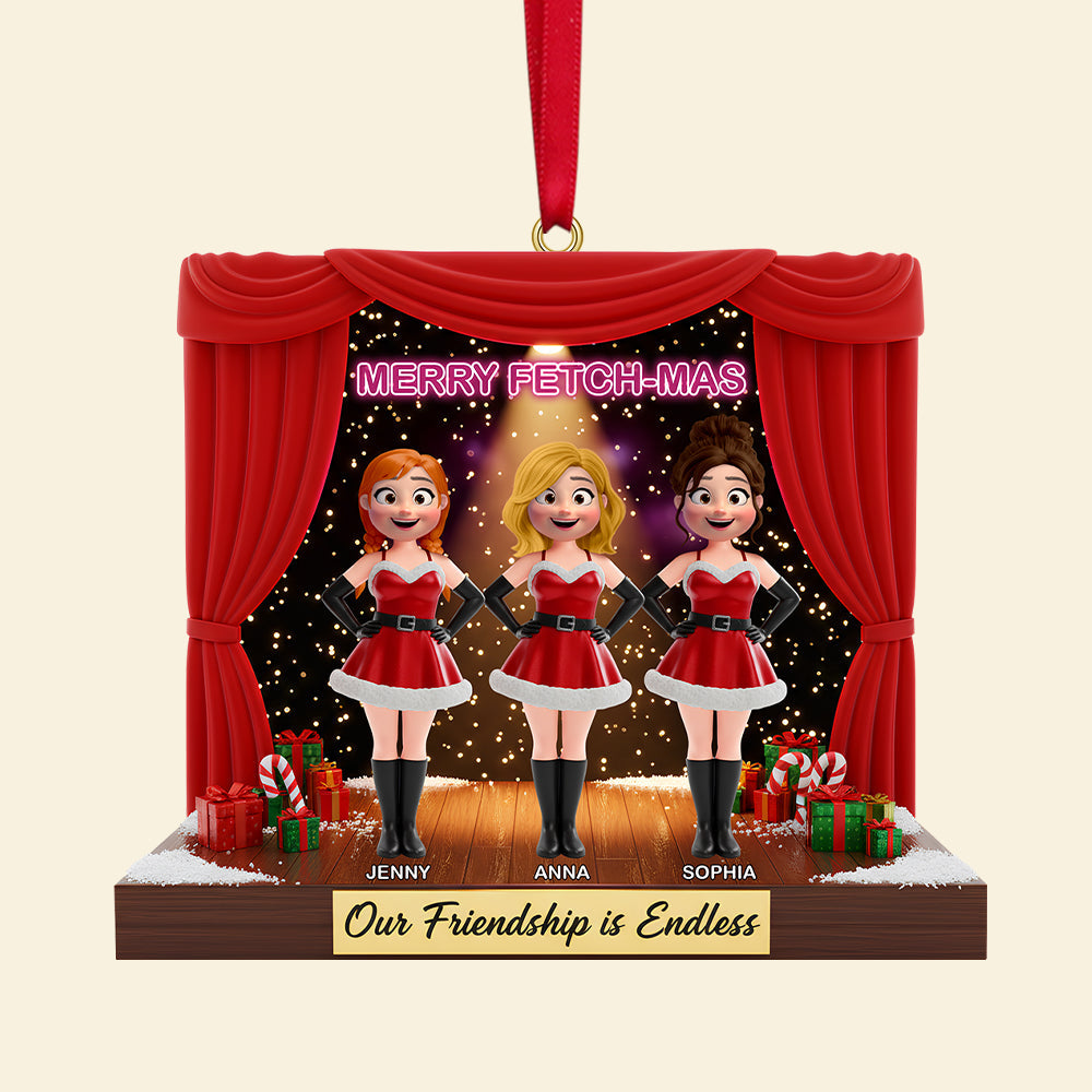 "Our Friendship is Endless" - Merry Fetch-mas Ornament - Personalized Gifts for Besties Ornament PopCulturePrints