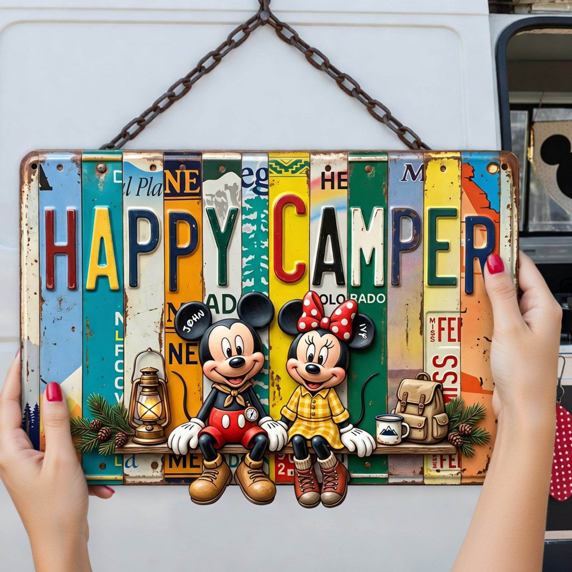 Happy Camper Metal Sign - Personalized Gifts for Couples