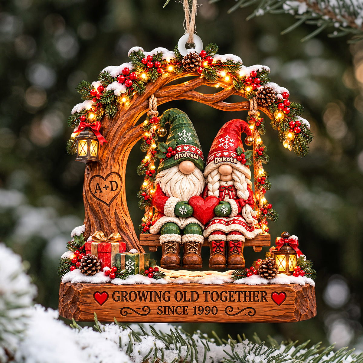 Growing Old Together - Personalized Ornament for Couples Ornament PopCulturePrints