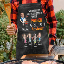 Load image into Gallery viewer, Everything Tastes Better When Daddy Grills It - Personalized Apron | Custom Gift for Dad, Grandpa, and Grill Lovers Apron PopCulturePrints
