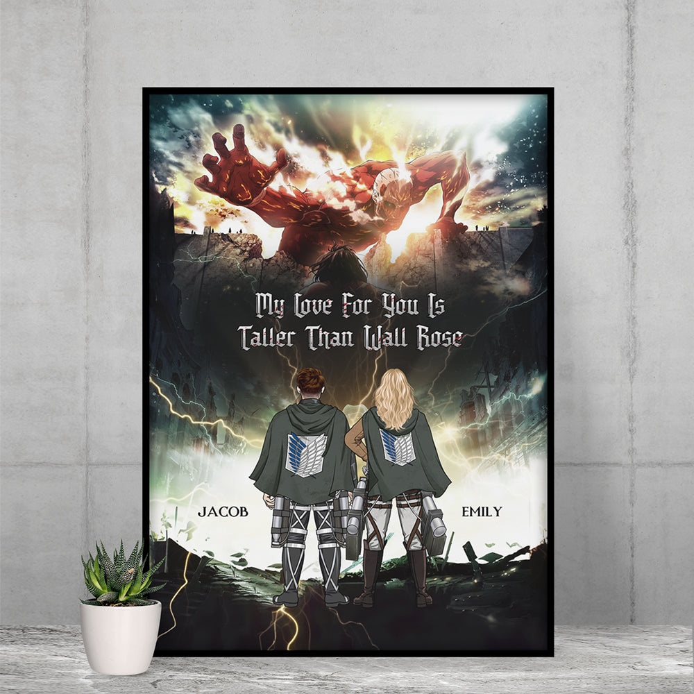 Personalized Canvas Print - My Love for You is Taller Than Wall Rose Poster & Canvas PopCulturePrints