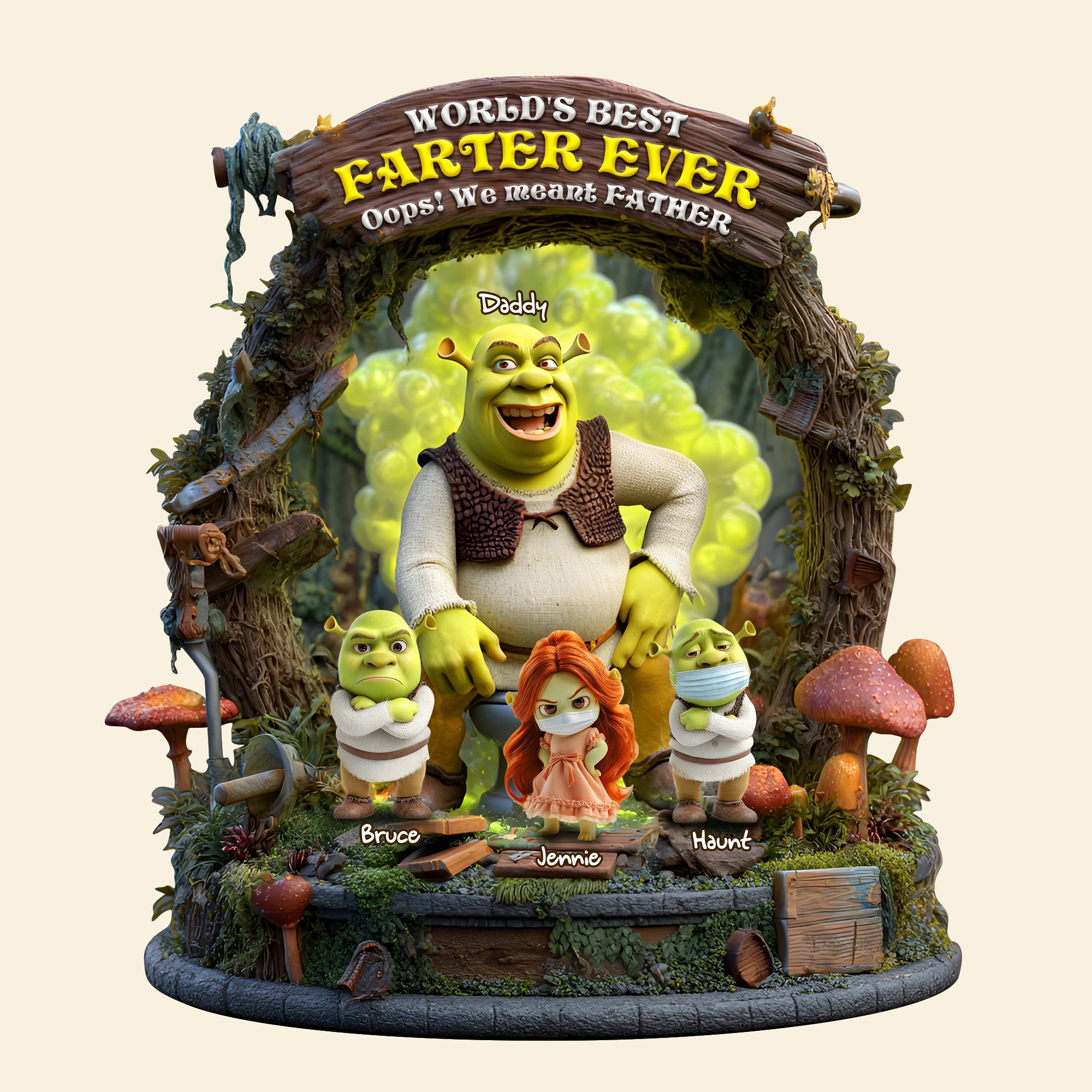 “World's Best Farter Ever!” - Funny Dad Acrylic Plaque - Personalized Gift for Dad, Grandpa Shaped Plaques PopCulturePrints