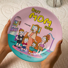 Load image into Gallery viewer, “Best Mom Ever” - Personalized Ceramic Round Plate - Unique Gift for Mom, Grandma, and Loved Ones Ceramic Round Plate PopCulturePrints
