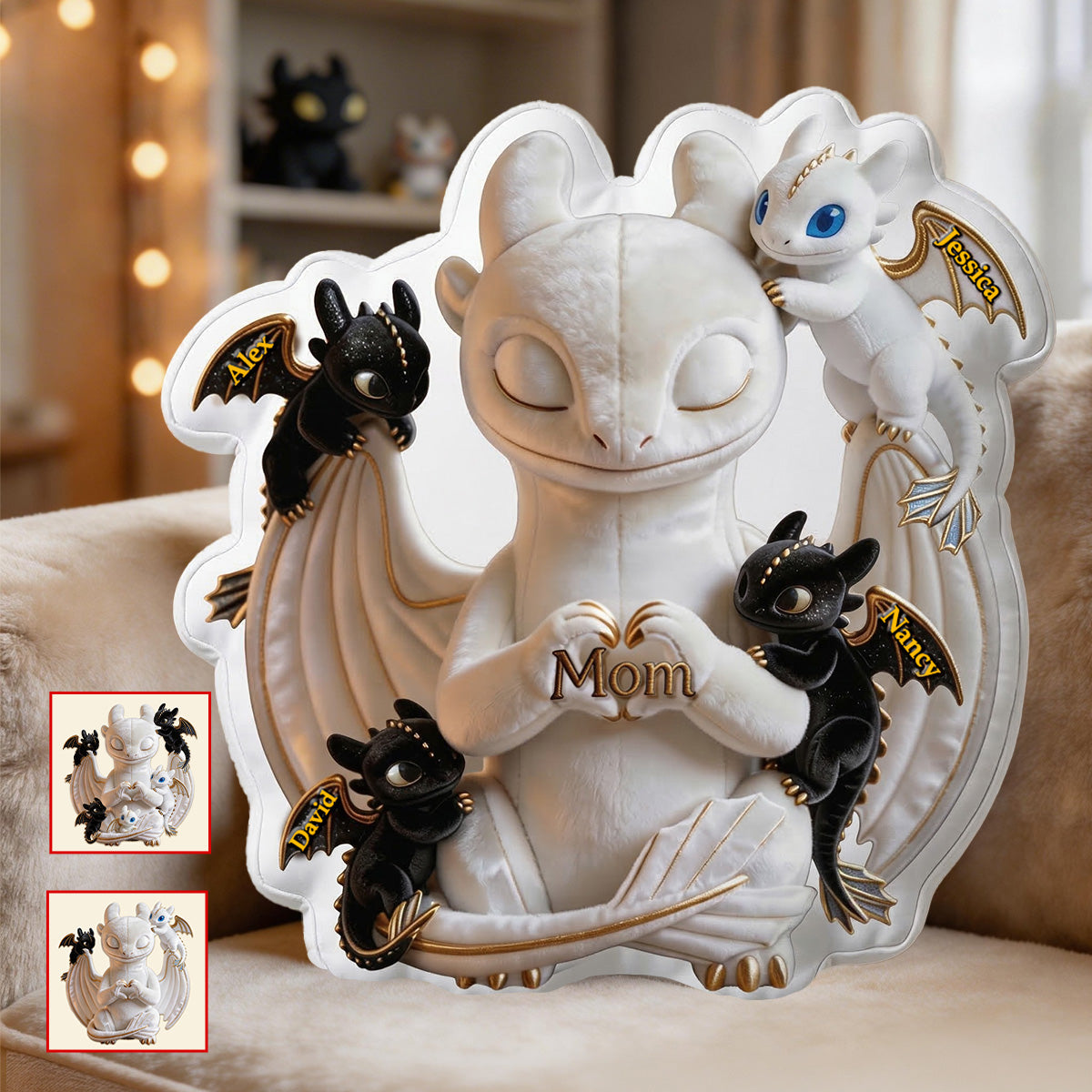 "Embrace the Magic: Personalized Cute Fantasy Creatures Pillow - A Special Gift for Mom, Grandma, and More!" Pillow PopCulturePrints