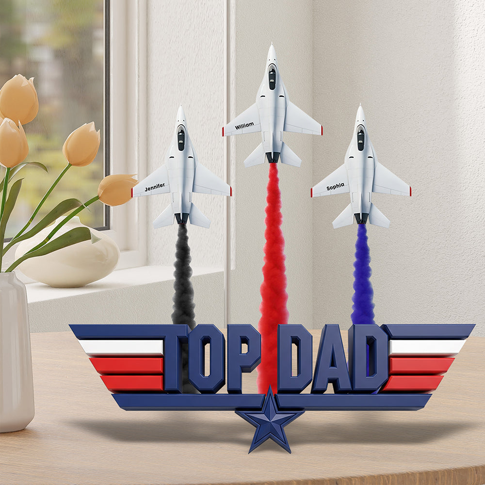 “Top Dad: Soar Above the Rest” - Personalized Acrylic Plaque for Dad, Grandpa, Gifts for Father's Day Shaped Plaques PopCulturePrints