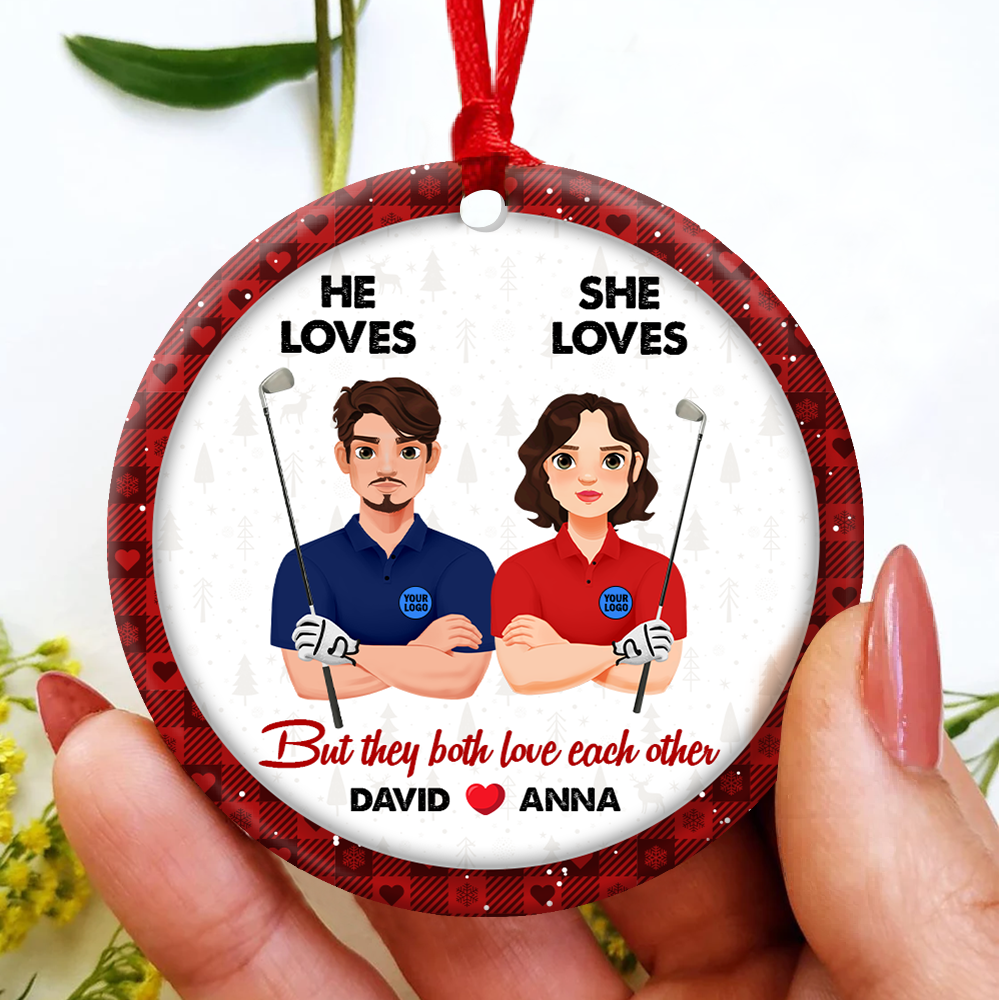 Personalized Golf Couple Ornament - Perfect Valentine's Day Gifts and Christmas Gift Ornament PopCulturePrints