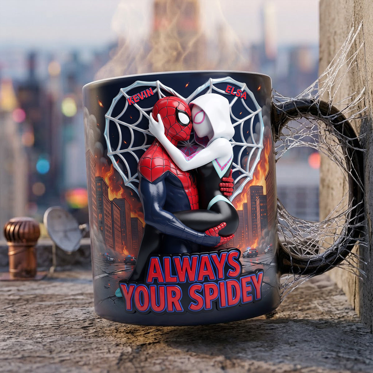 “Always Your Spidey” - Personalized Kissing Couple Magic Coffee Mug - Unique Gift for Couples, Lovers, and Spider-Man Fans