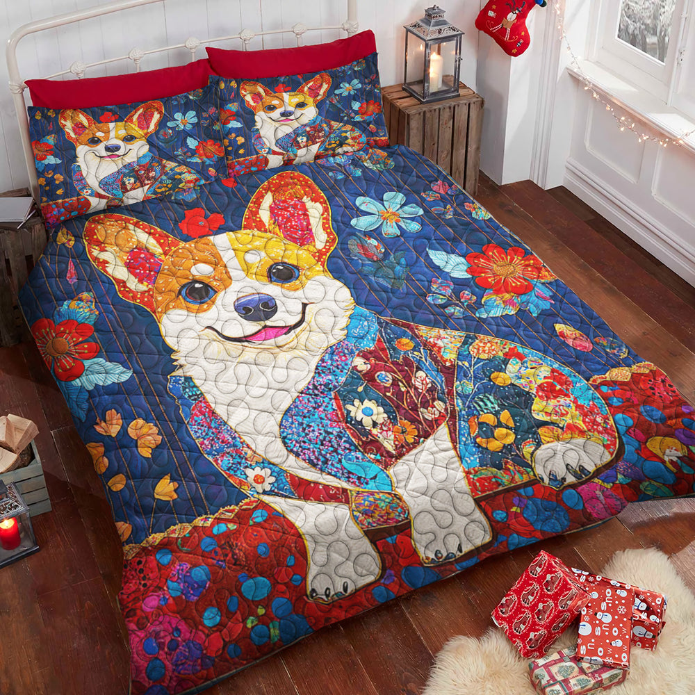 Festive Corgi Christmas Quilt Bed Set for Dog Lovers Blanket PopCulturePrints