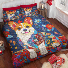 Load image into Gallery viewer, Festive Corgi Christmas Quilt Bed Set for Dog Lovers Blanket PopCulturePrints
