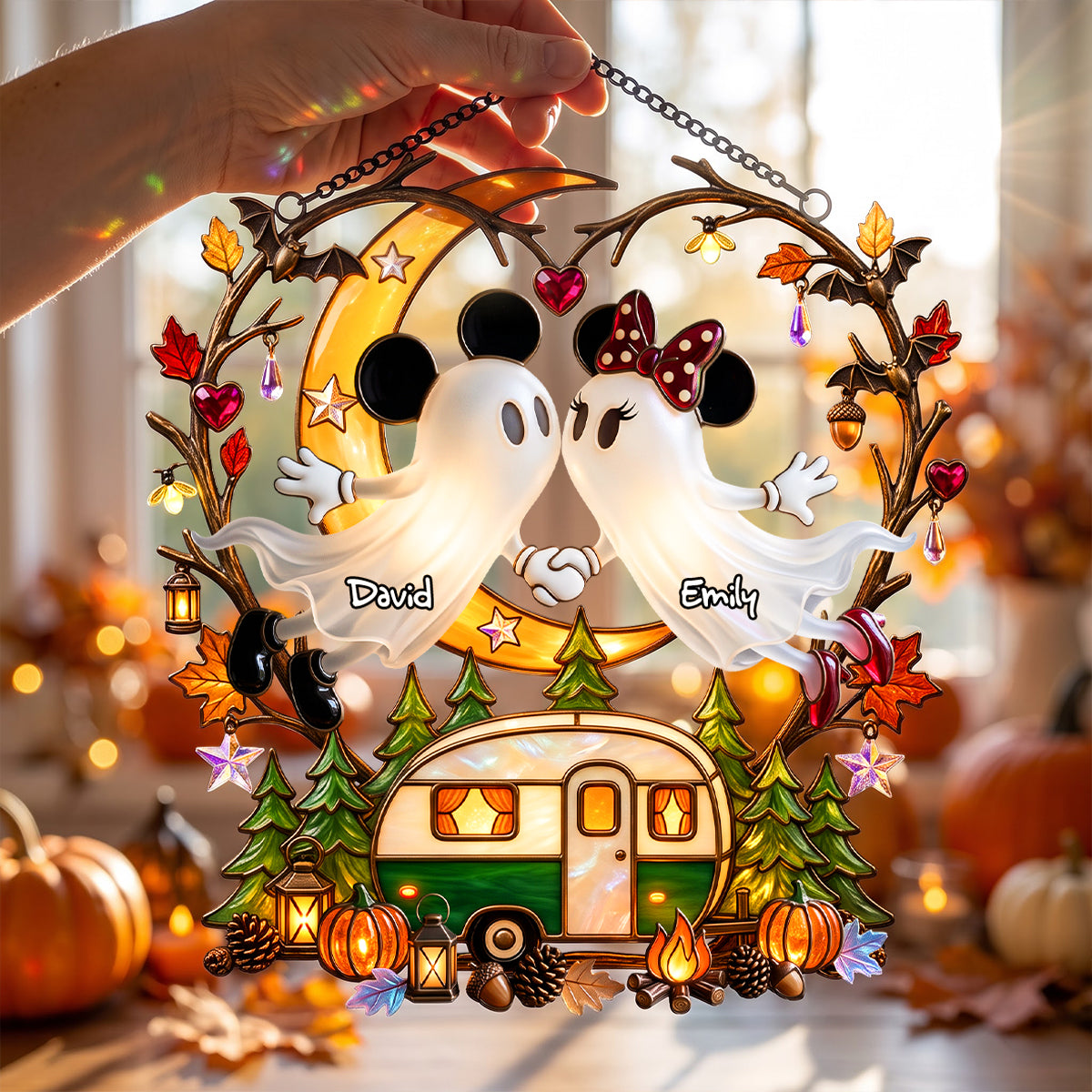 Ethereal Love - Boo Couple Camping Suncatcher - Personalized Halloween Gift