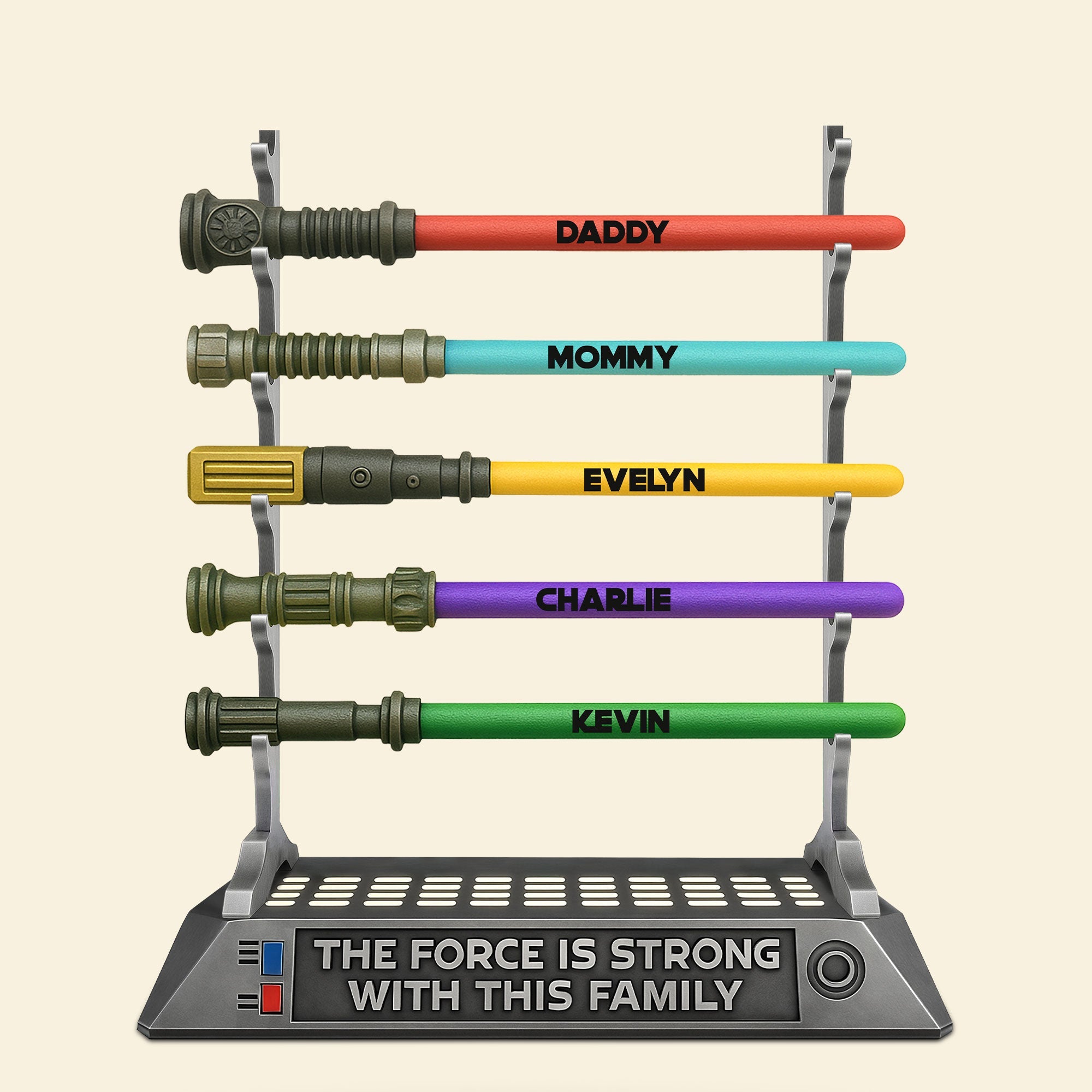 "The Force is Strong with This Family" - Personalized Laser Sword Family Plaque - Custom Gift for Family, Friends, and Loved Ones Shaped Plaques PopCulturePrints