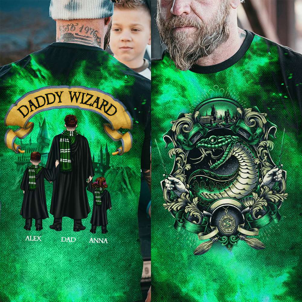 Personalized Daddy Wizard Family T-Shirt