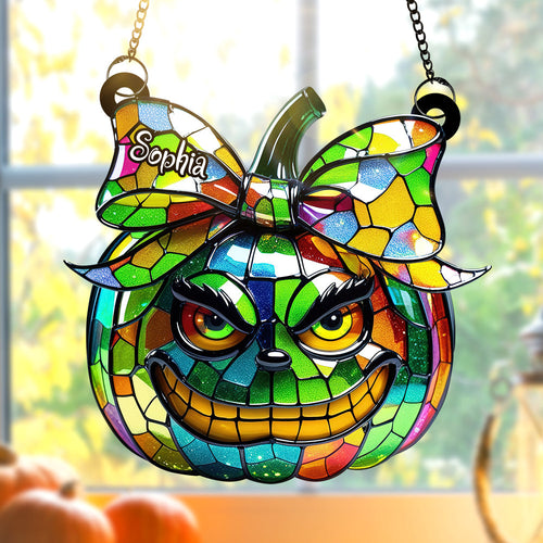 Customize Your Joy with a Green Pumpkin Suncatcher Ornament - Perfect Personalized Gift for Movie Fans Ornament PopCulturePrints
