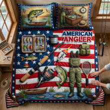 Load image into Gallery viewer, "Catch the Joy of Fishing!" - USA Fishing Quilt Bedding Set - Personalized Gifts for Fishing Lovers Blanket PopCulturePrints
