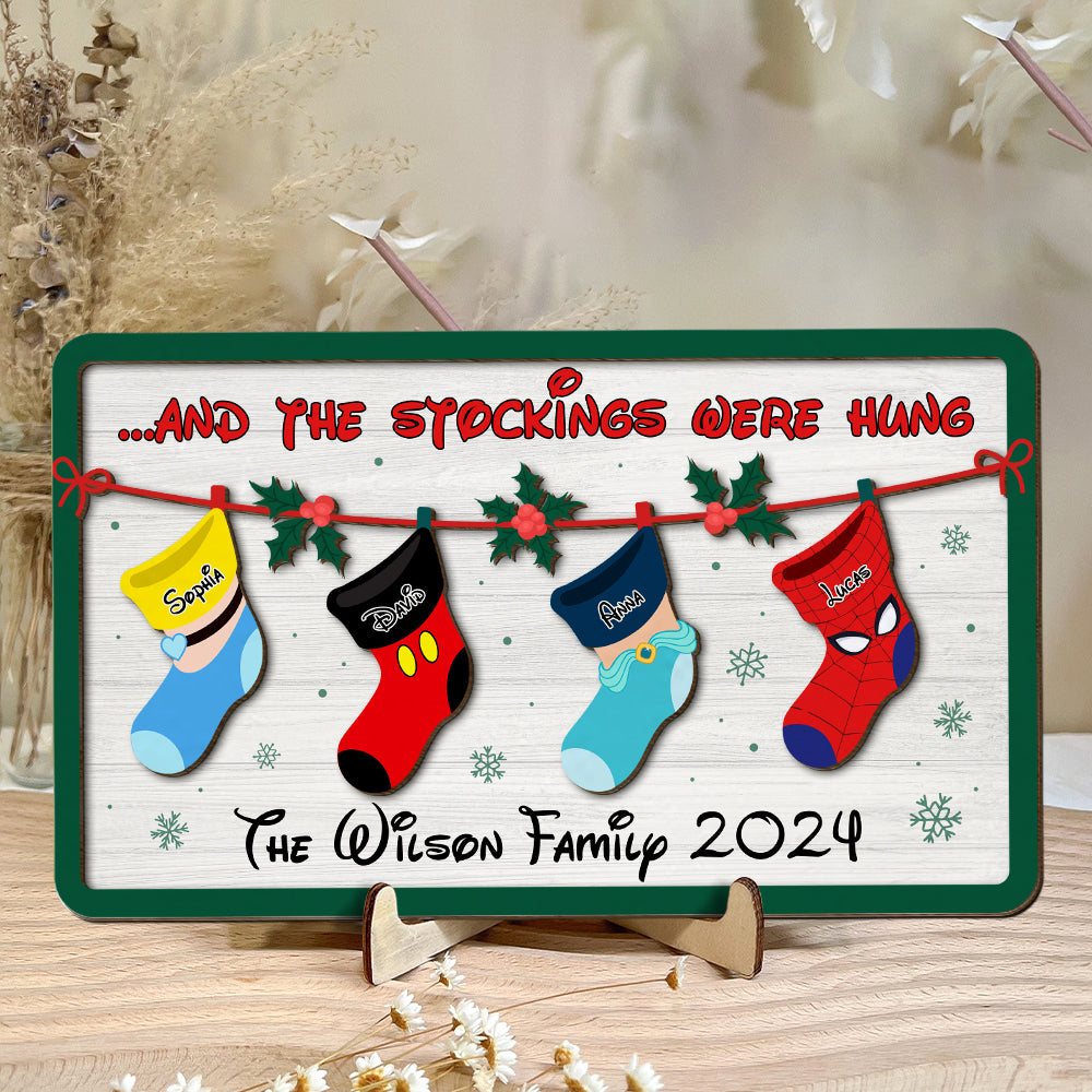 Personalized Family Christmas Wood Sign - Cartoon Character Stockings Wood Sign PopCulturePrints