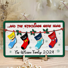 Load image into Gallery viewer, Personalized Family Christmas Wood Sign - Cartoon Character Stockings Wood Sign PopCulturePrints
