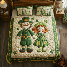 Load image into Gallery viewer, Personalized Couple Quilt Bedding Set - St. Patrick&#39;s Day Design Blanket PopCulturePrints
