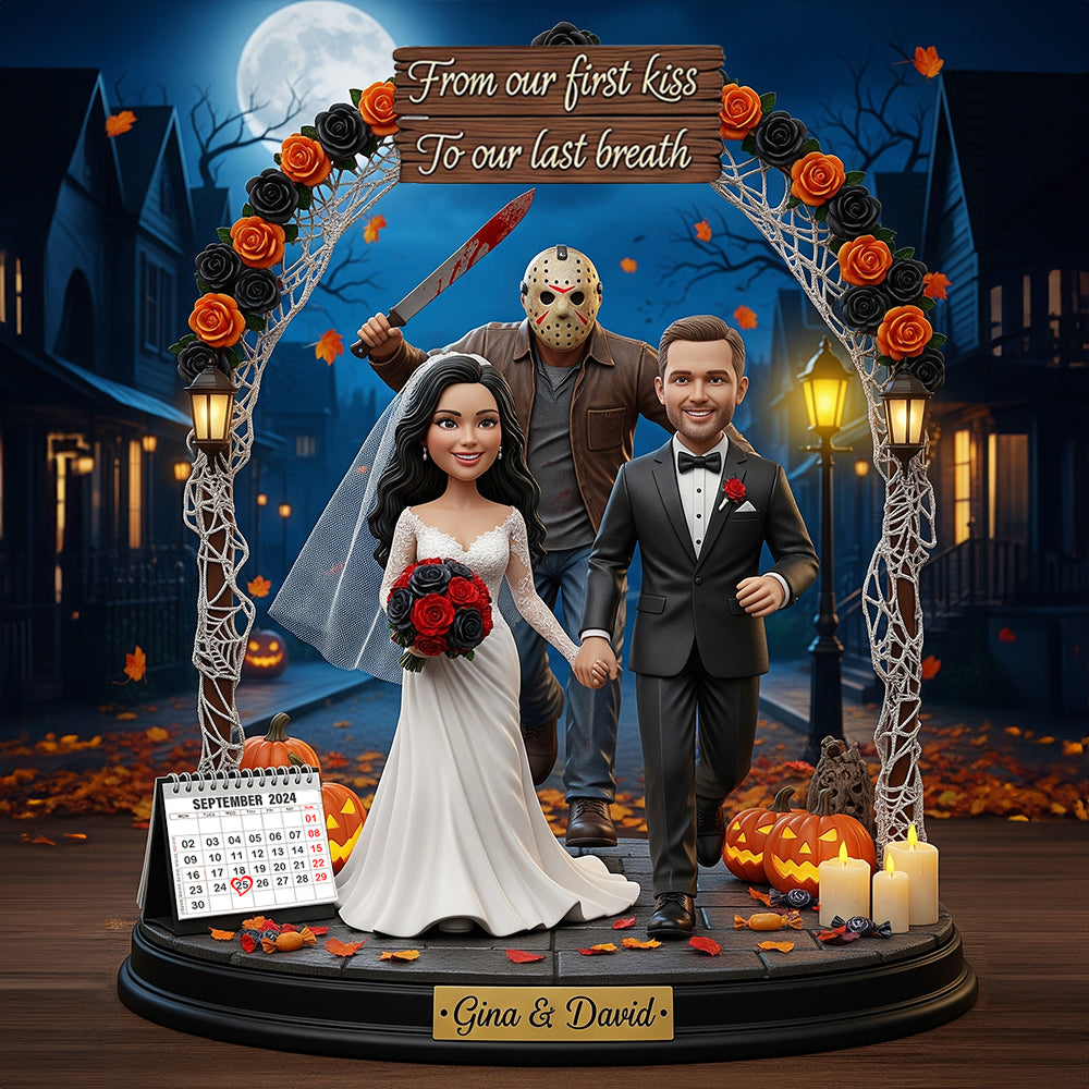 From Our First Kiss to Our Last Breath - Custom Photo Plaque for Newlyweds - Unique Halloween Gift Shaped Plaques PopCulturePrints