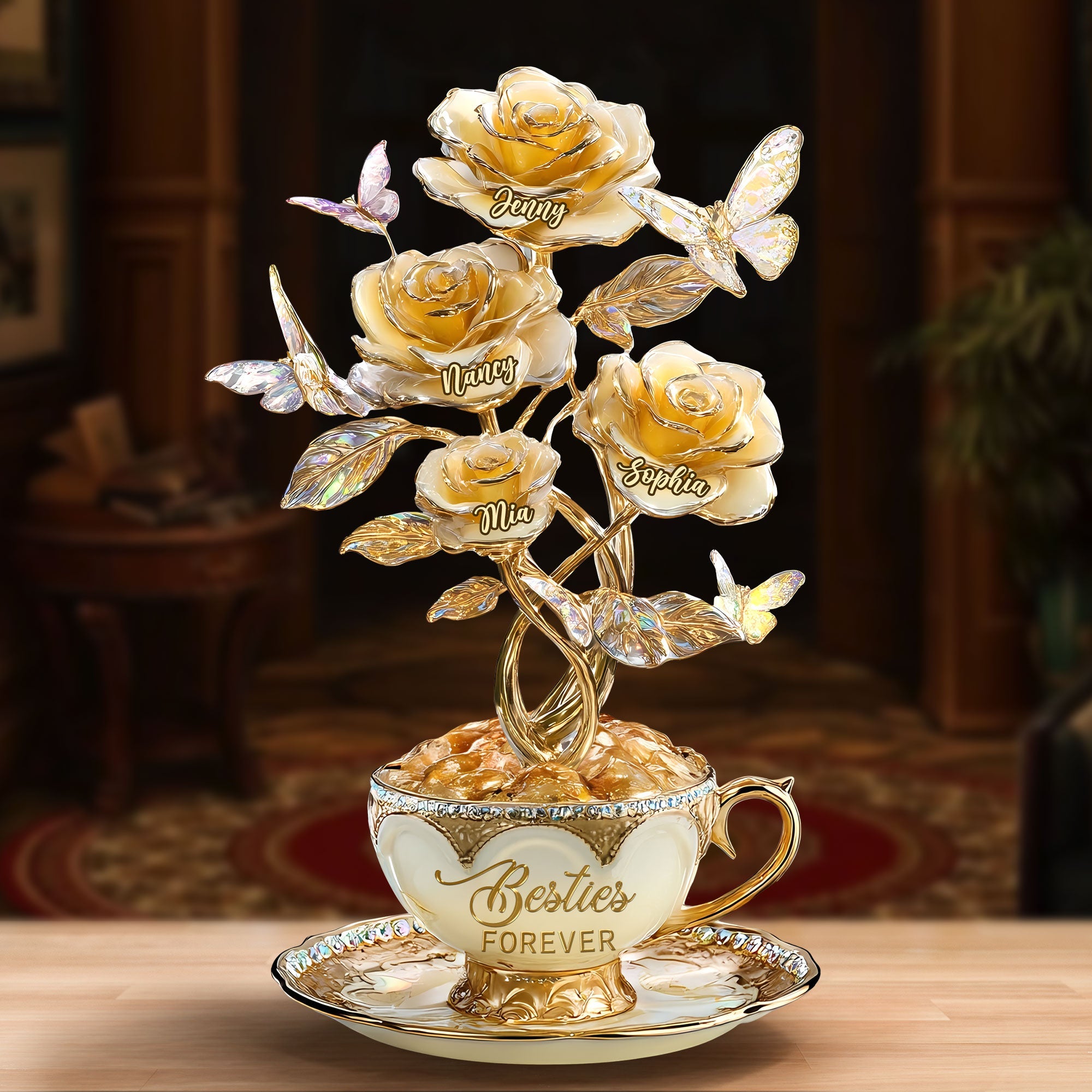 Forever Besties Flower Plaque - Personalized Gift for Your Closest Friends Shaped Plaques PopCulturePrints