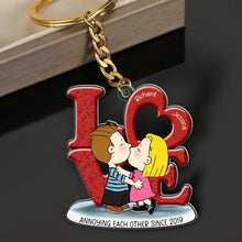 Load image into Gallery viewer, Unique Personalized Couple Keychain - Kissing Love Design Gift for Valentine&#39;s Day Gifts Keychains PopCulturePrints
