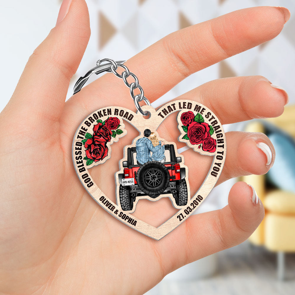 Personalized Romantic Heart-Shaped Keychain - Couple's Names and Anniversary Date