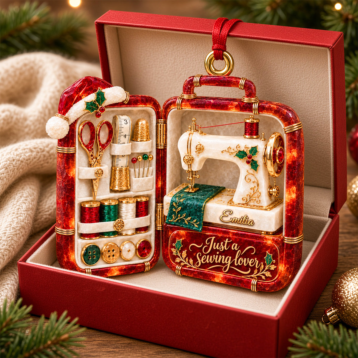 Christmas Sewing Case Acrylic Ornament - Personalized Gifts For Sewing Lovers 07todh121026 Ornament PopCulturePrints
