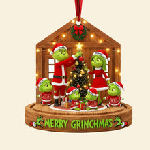 Load image into Gallery viewer, 🎄 &quot;Merry Grinchmas with Personalized Cheer!&quot; - Fun Green Family Christmas Ornament - Custom Gift for Family &amp; Friends Ornament PopCulturePrints

