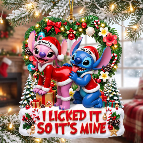 Playful Tropical Island Couple Ornament - A Fun Personalized Gift for Couples Ornament PopCulturePrints
