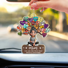 Load image into Gallery viewer, Mom, You Are The Piece That Holds Us Together - Personalized Acrylic Car Hanger Acrylic Car Hanger PopCulturePrints
