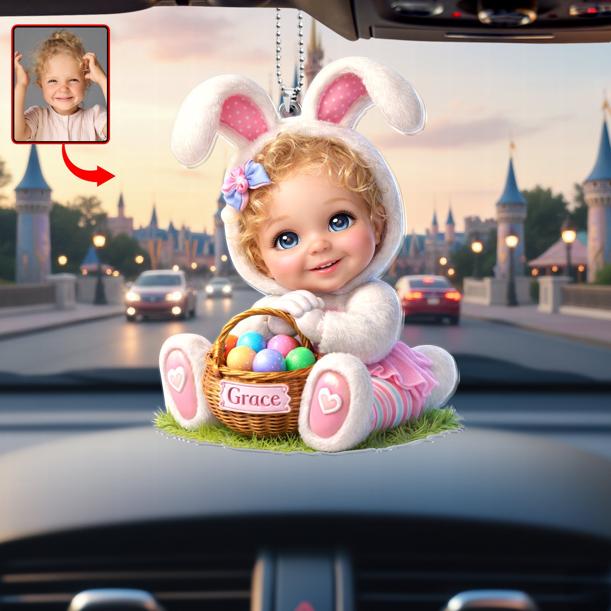 Easter Bunny Kid Car Ornament - A Custom Photo Gift to Delight Every Child Ornament PopCulturePrints