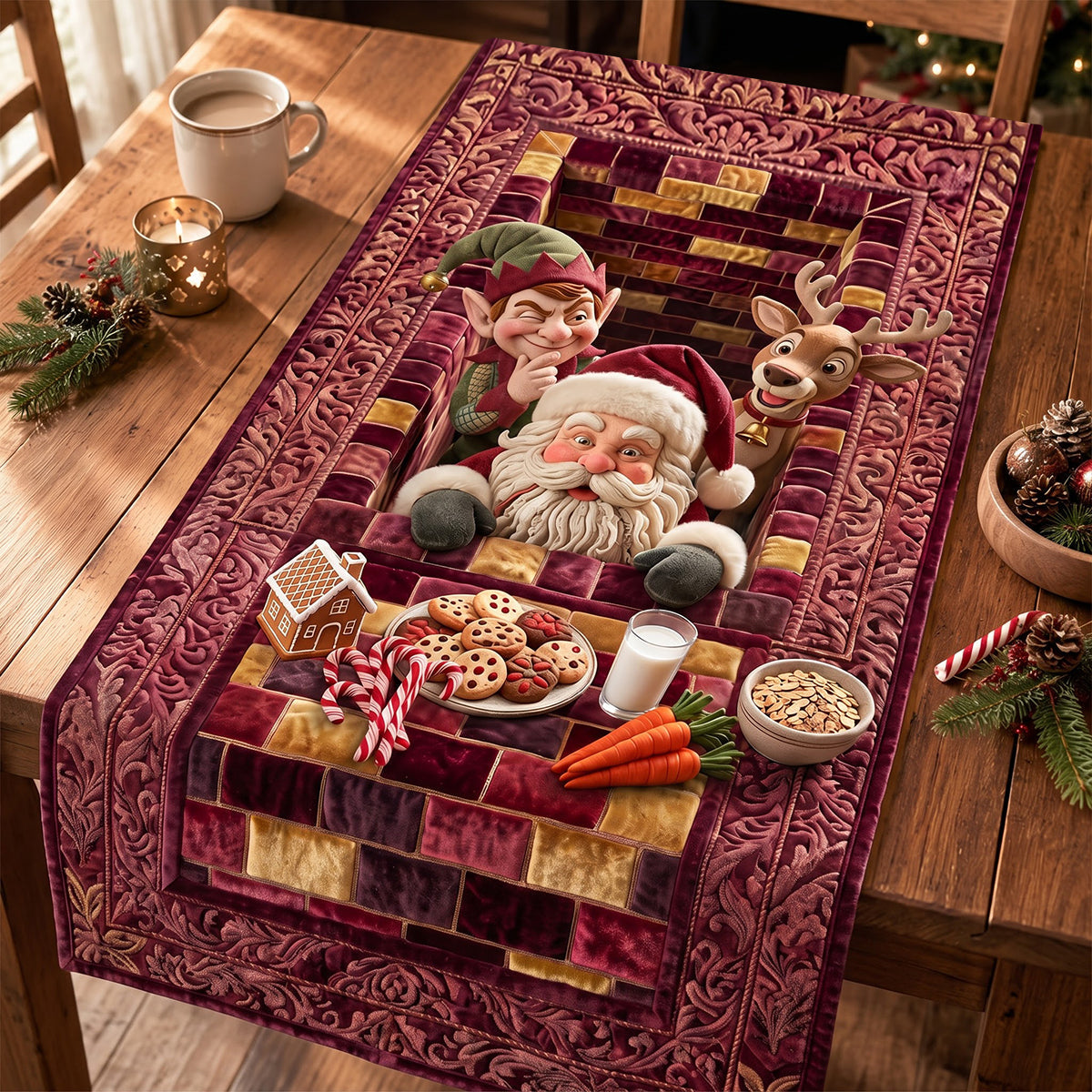 “Welcome to the Johnsons” - Fun Christmas Quilted Table Runner - Personalized Holiday Gift Quilted Table Runner PopCulturePrints