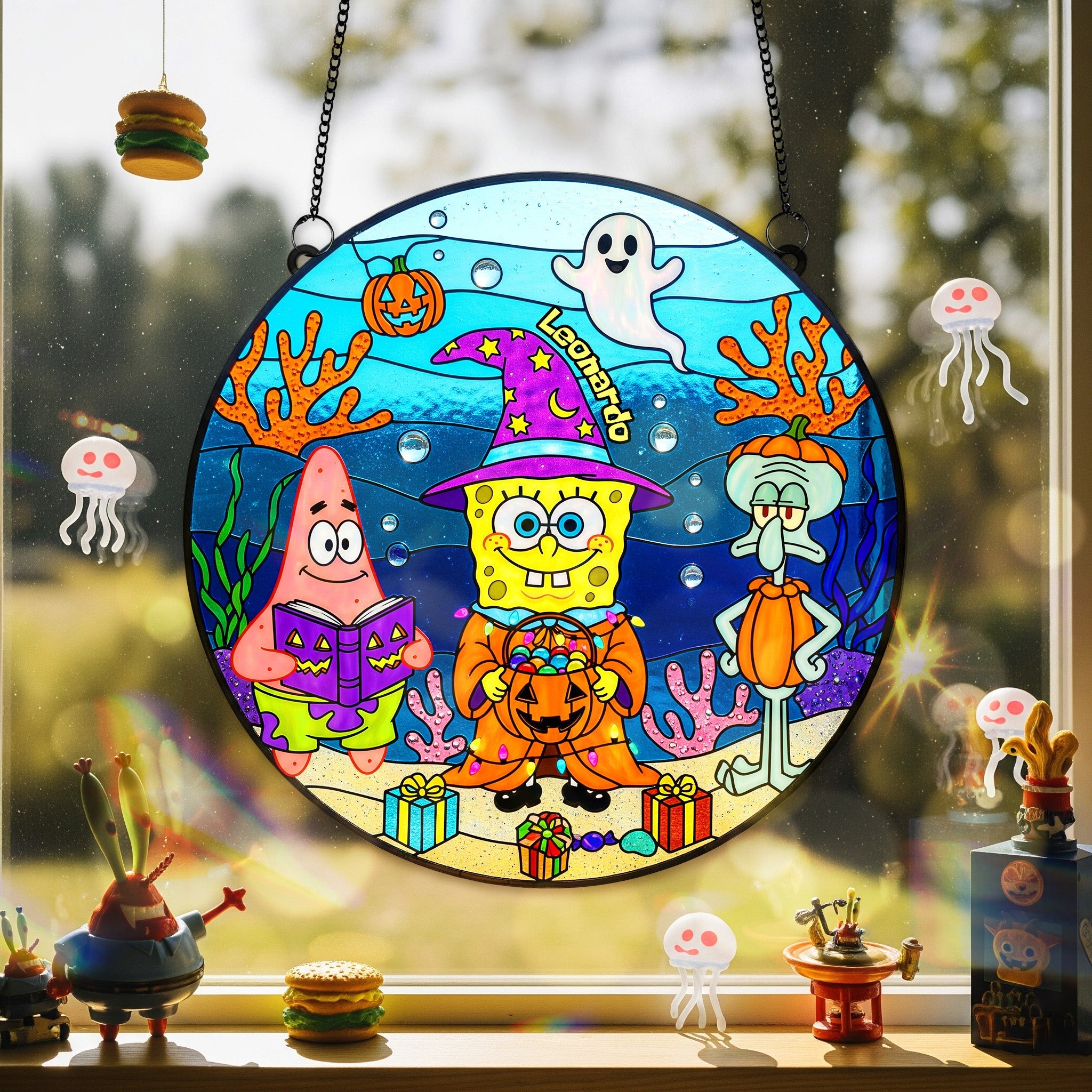 “Have a Spooky Day!” - Personalized Halloween Suncatcher Ornament - Custom Gift for Kids, Friends, Family, and Halloween Enthusiasts Ornament PopCulturePrints