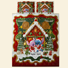 Load image into Gallery viewer, “Celebrate Love This Christmas!” - Personalized Lover's House Christmas Quilt Bedding Set - Unique Gift for Couples, Friends, and Family Bedding Set PopCulturePrints
