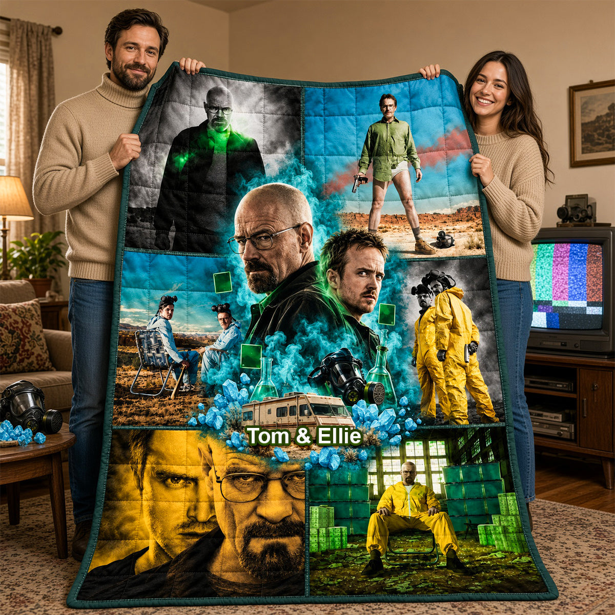 "Embrace Your Inner Chemistry with Our Unique Design" - Personalized Chemistry Crime Blanket - Gift for Couples and Fans Blanket PopCulturePrints