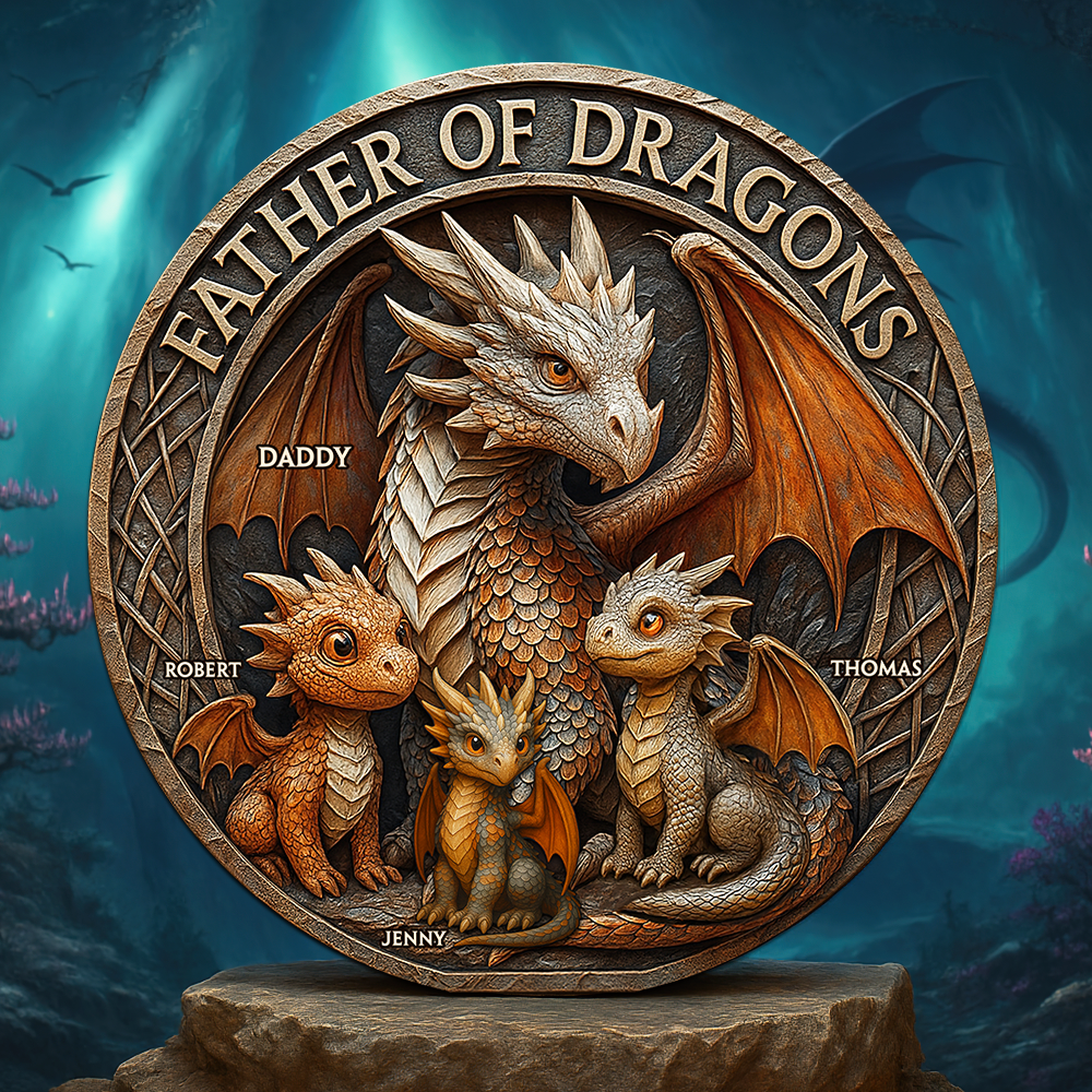 "Father of Dragons" - Personalized Acrylic Plaque Gift for Dads, Grandpas & More Shaped Plaques PopCulturePrints