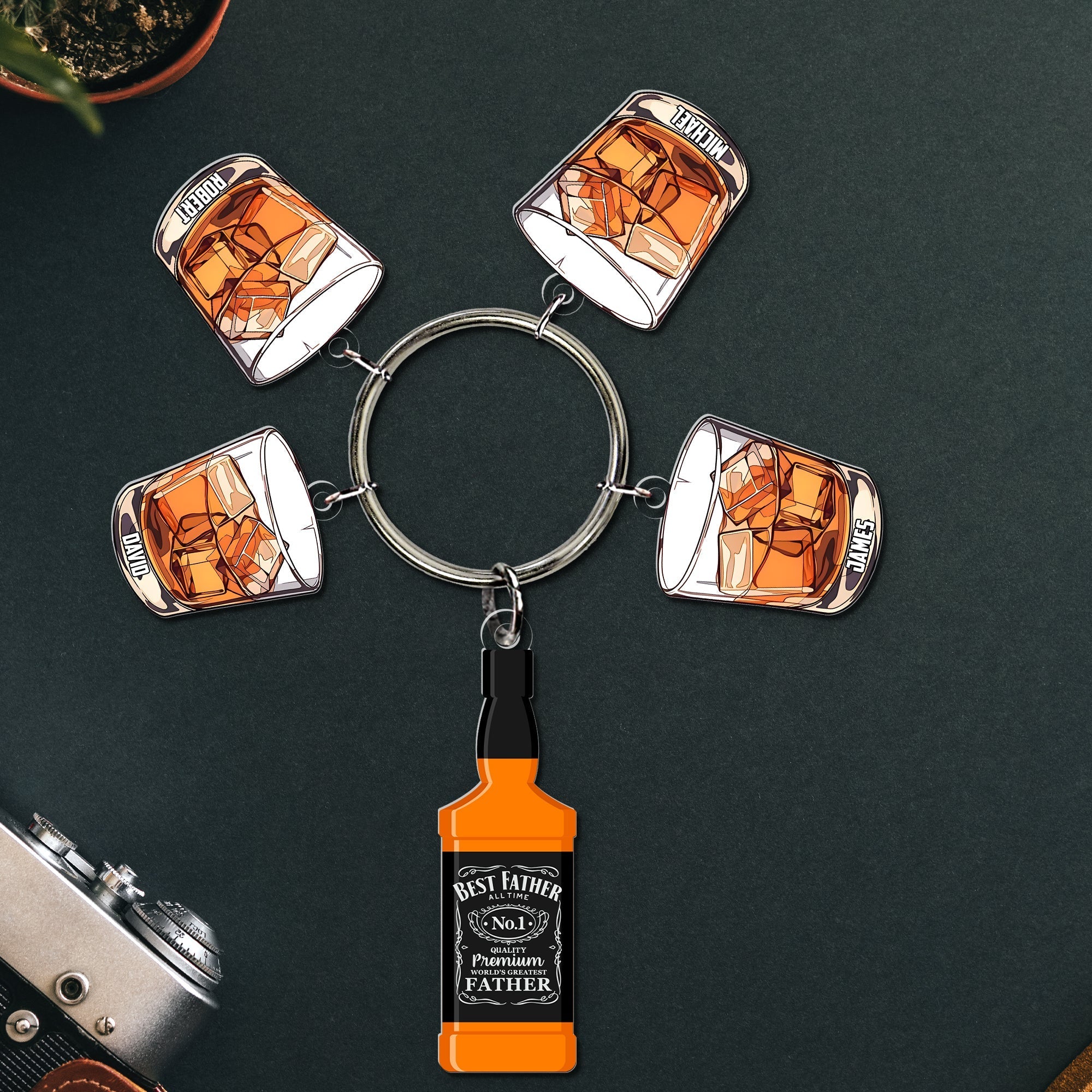Custom Whiskey Charm Keychain for Dad Keychains PopCulturePrints
