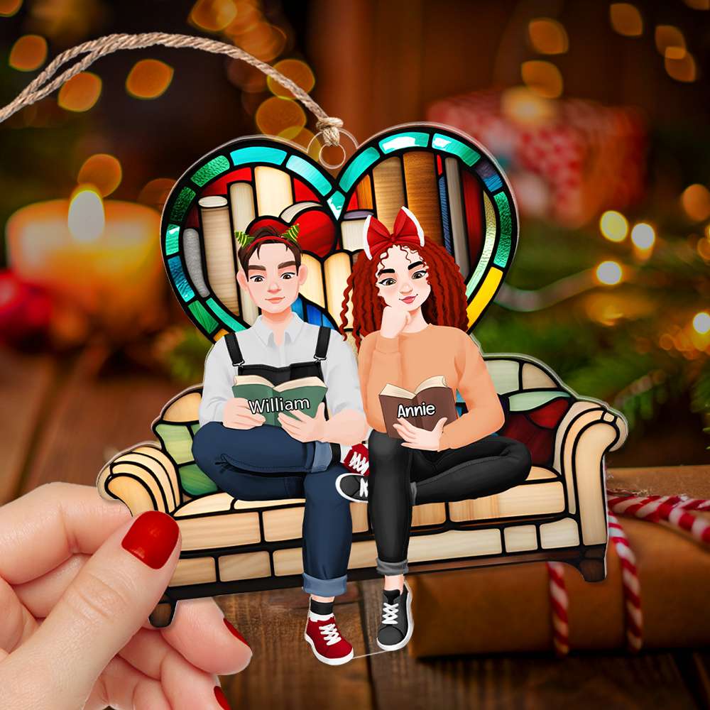 Custom Couple Christmas Ornament | Personalized Cozy Reading Theme | Valentine's Day Gifts Ornament PopCulturePrints