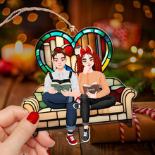Load image into Gallery viewer, Custom Couple Christmas Ornament | Personalized Cozy Reading Theme | Valentine&#39;s Day Gifts Ornament PopCulturePrints
