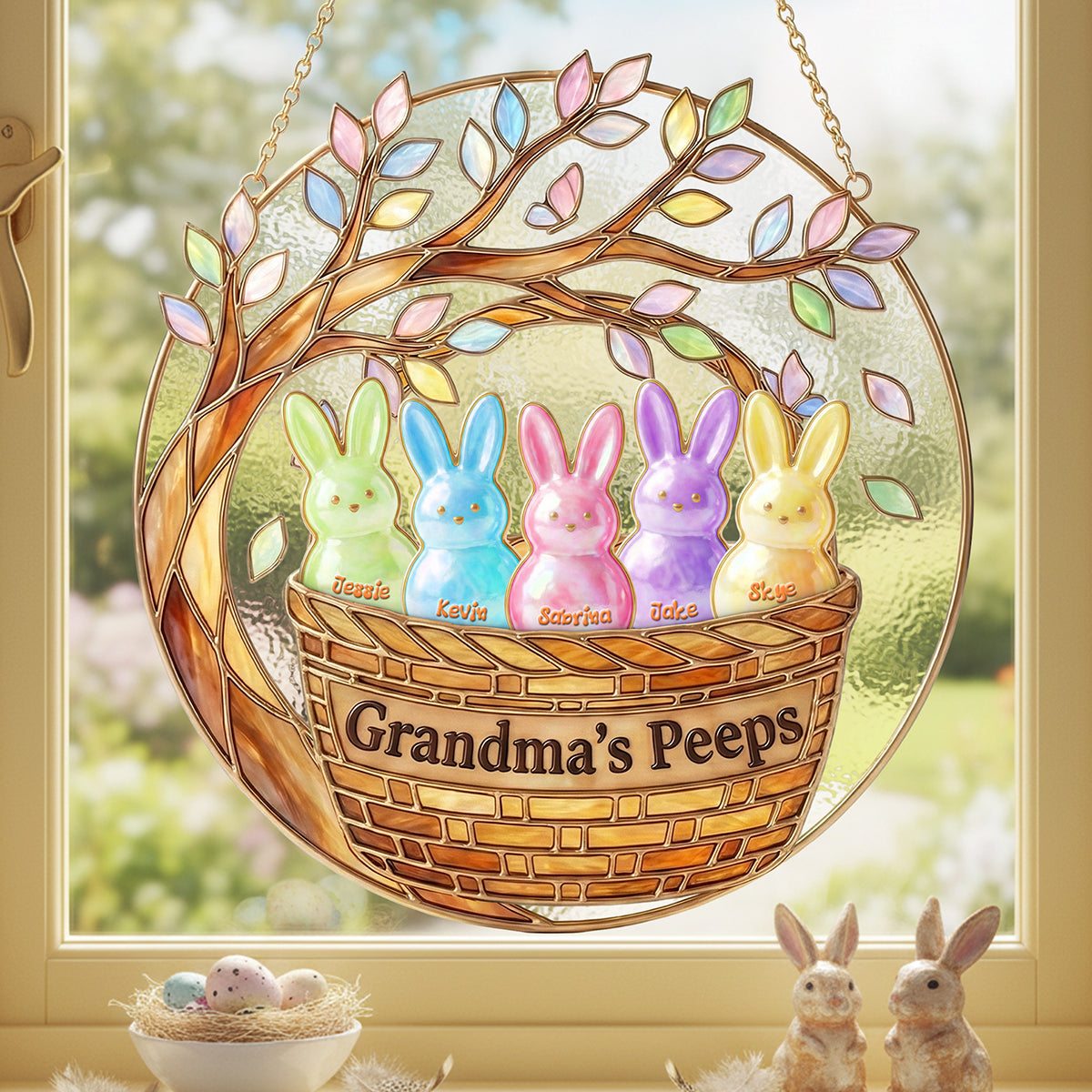Grandma's Peeps Easter Suncatcher Ornament - A Personalized Gift for Grandmothers Ornament PopCulturePrints
