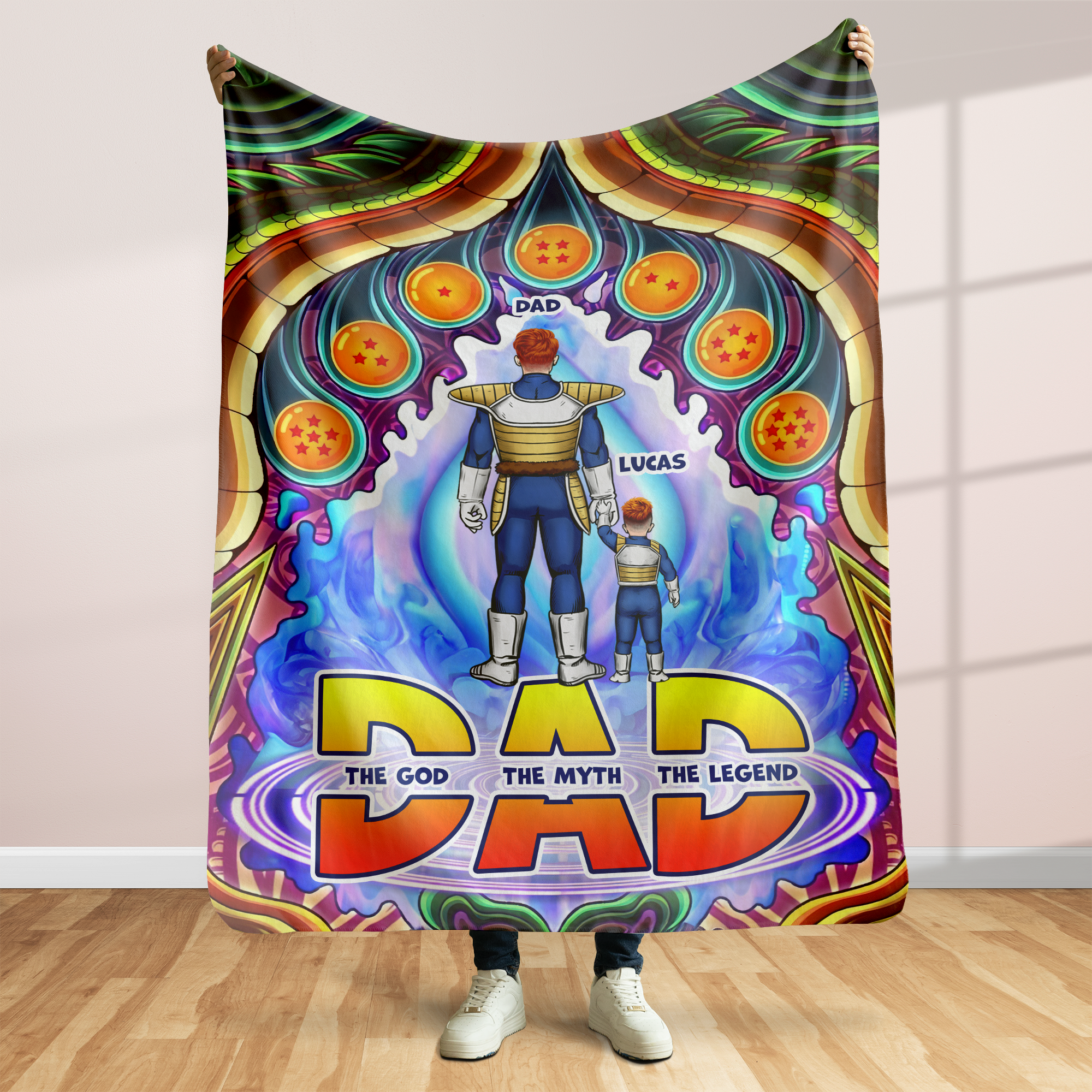 The God, The Myth, The Legend - Personalized Blanket for Dad Blanket PopCulturePrints