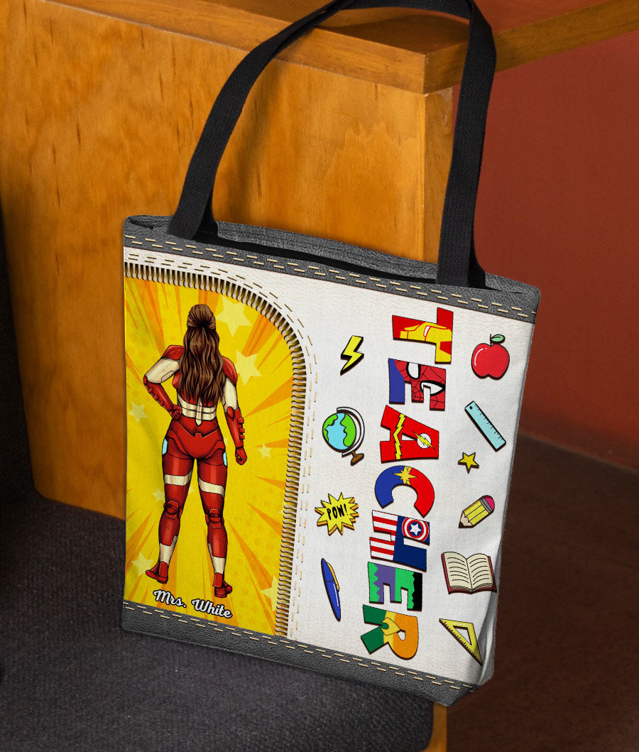 Personalized Superhero Teacher Tote Bag - Back to School Gift Tote Bag PopCulturePrints
