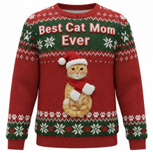 Load image into Gallery viewer, Best Cat Mom Ever - Custom Photo Ugly Sweater for Cat Lovers AOP Products PopCulturePrints
