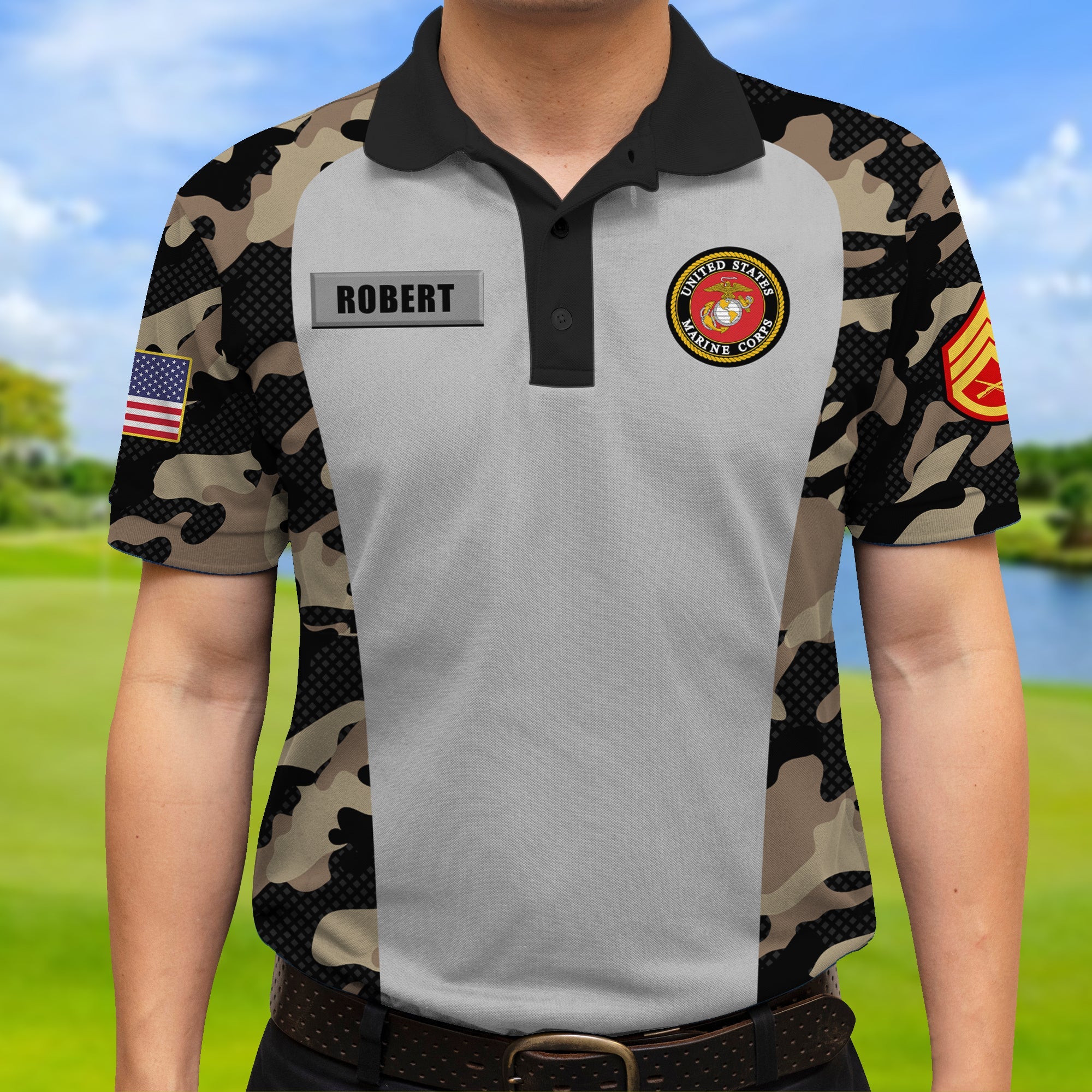 Old Veteran Themed Personalized Military Polo Shirt