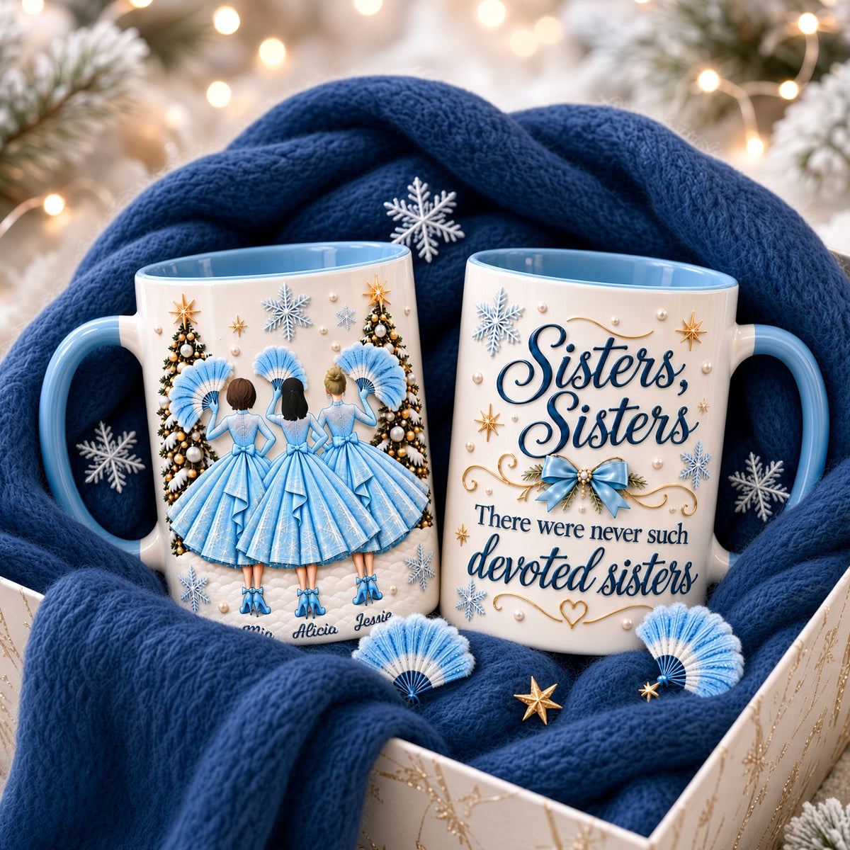 Sisters, Sisters, There Were Never Such Devoted Sisters - Christmas Coffee Mug - Personalized Gift for Sisters Coffee Mug PopCulturePrints