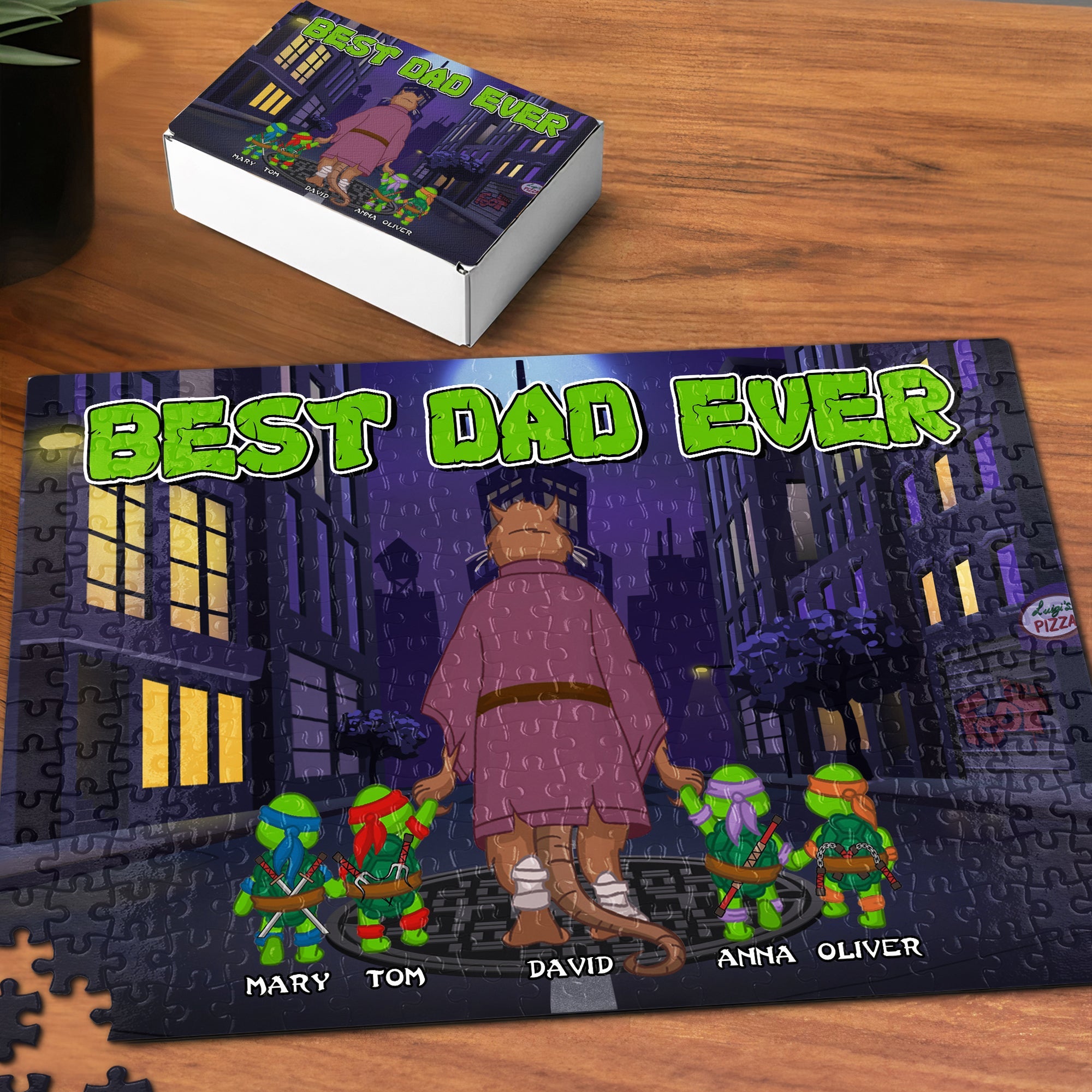 Best Dad Ever Personalized Jigsaw Puzzle - Ninja Theme