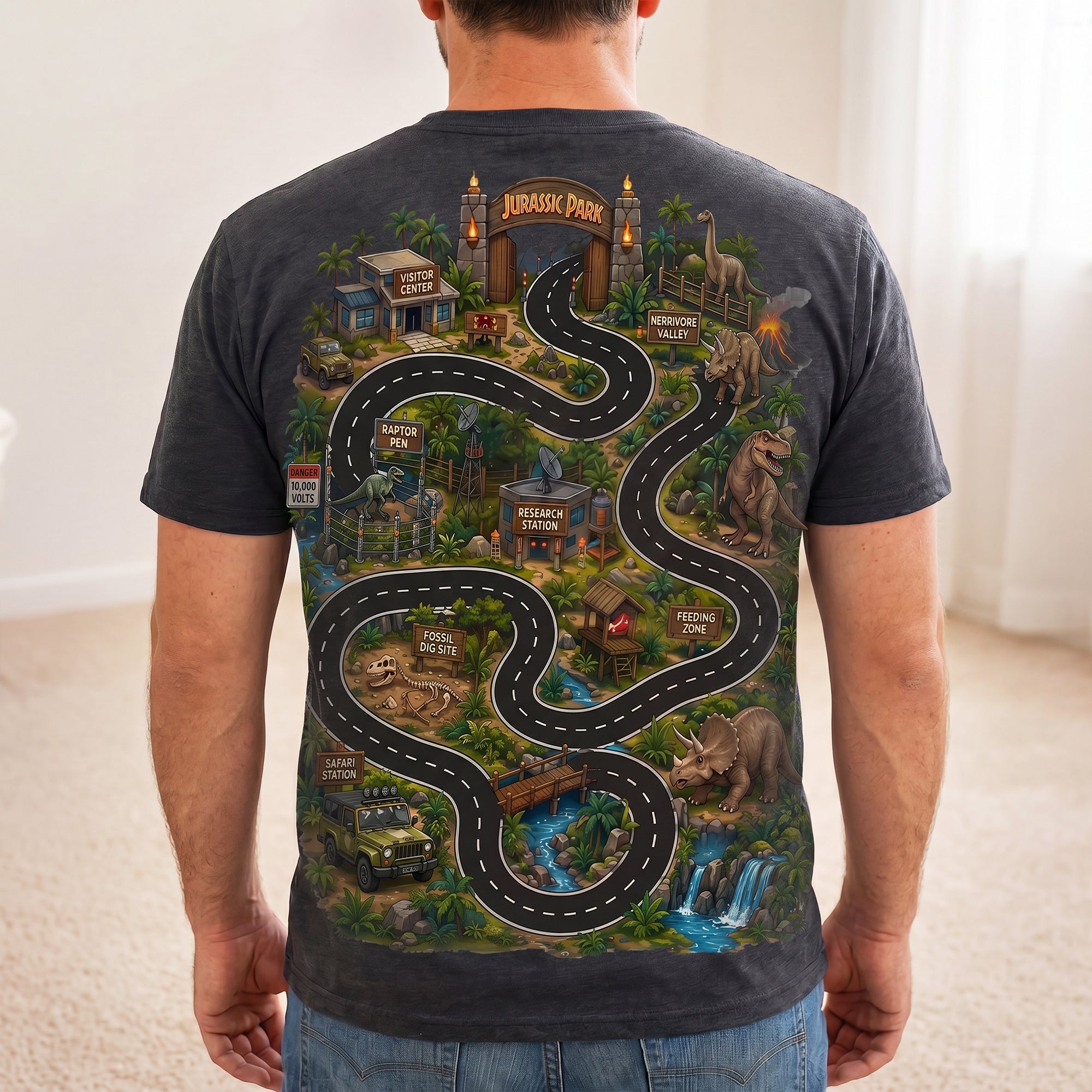 “Roam the Adventure!” - Adventure Map Shirt - Personalized Gift for Dad & Grandpa AOP Products PopCulturePrints