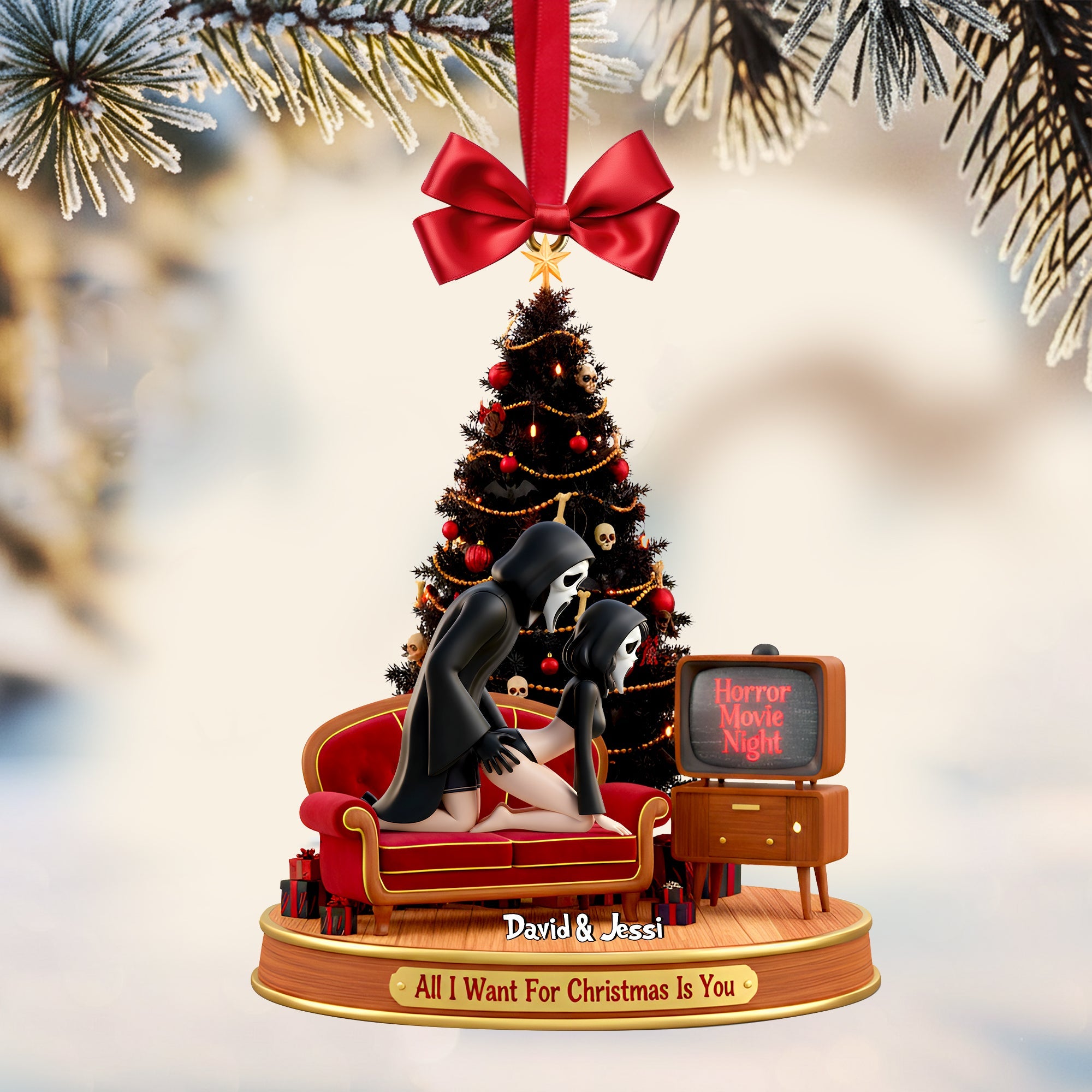 All I Want For Christmas Is You - Cheeky Couple Acrylic Ornament - Personalized Gift for Couples Ornament PopCulturePrints